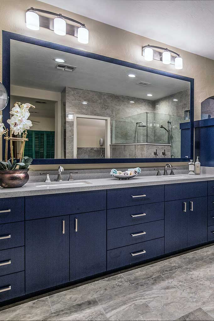 Dark Wood Master Bathroom Cabinets